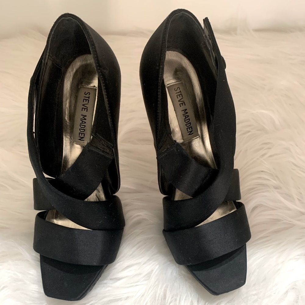 Steve Madden Black Satin Heels